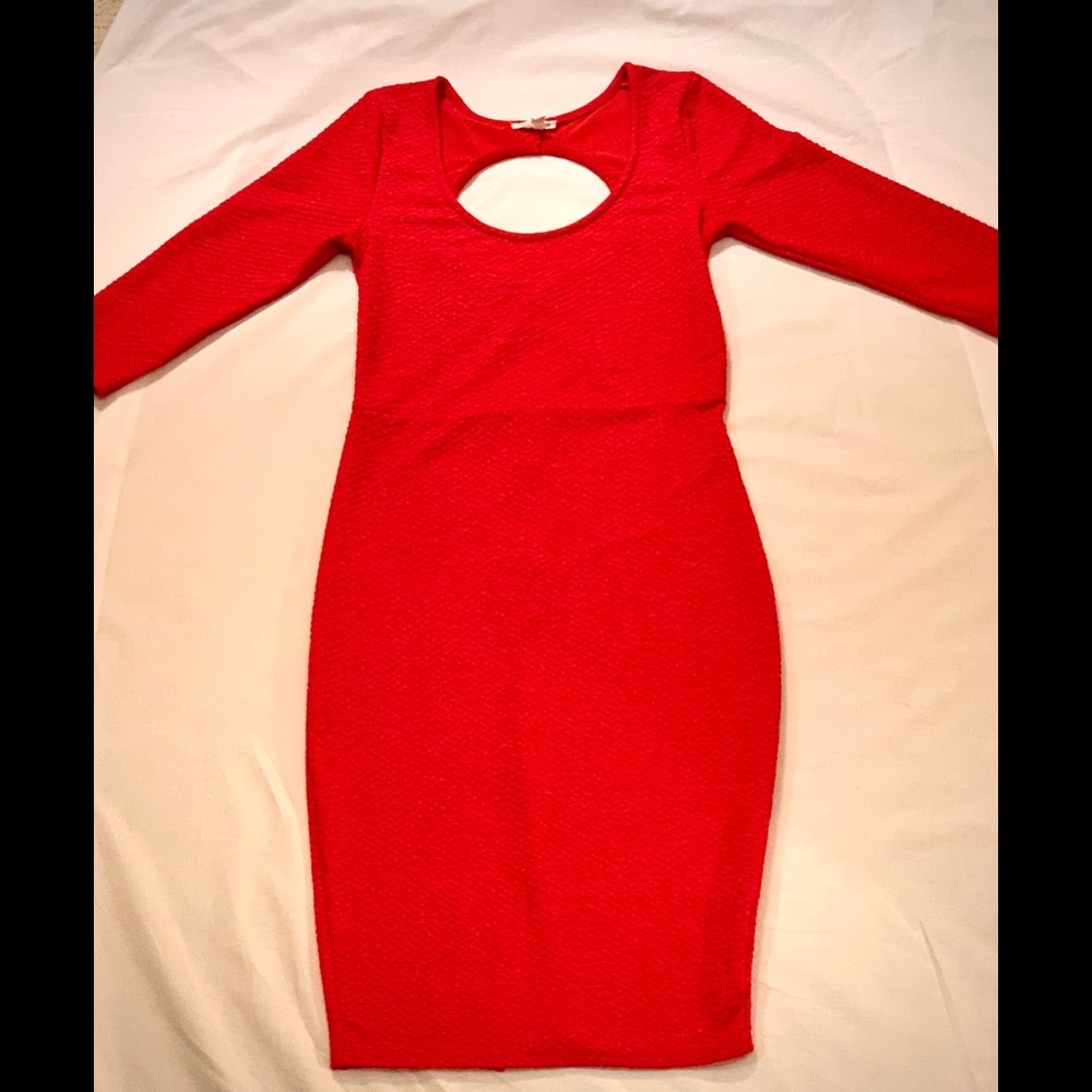Red UO Silence & Noise Midi Cutout Dress